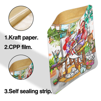 100pcs Kraft Paper Bags | Self Sealing, Airtight | 5 Designs | For Food Storage, Retail, Small Business Packaging